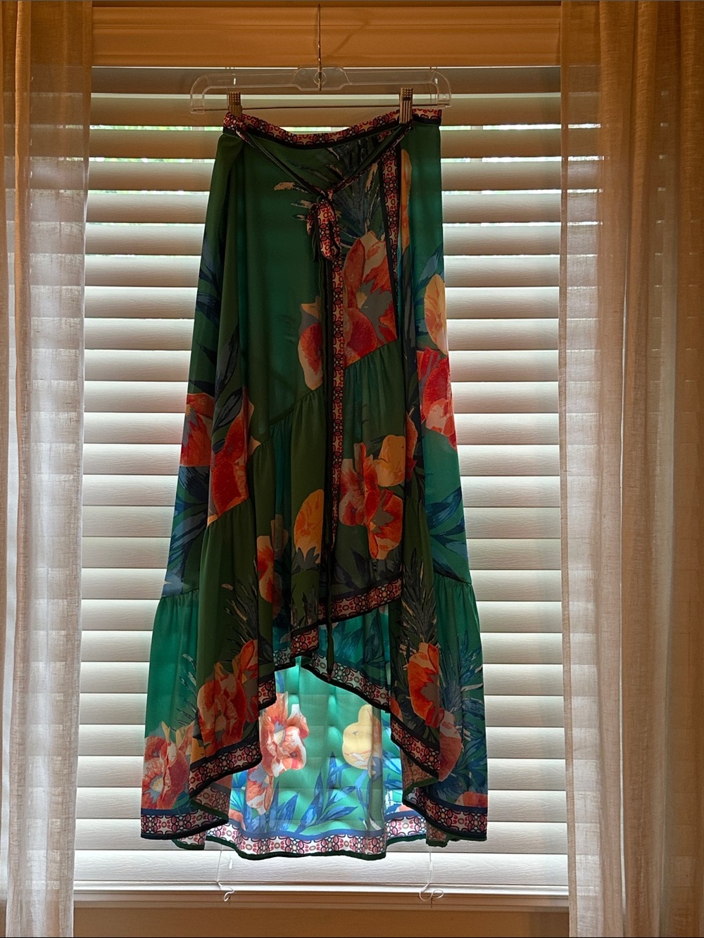 Flying Tomato Green Floral High-Low Skirt
